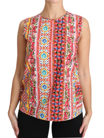 Blusa sin mangas de algodón puro con estampado Carretto de Dolce & Gabbana para mujer
