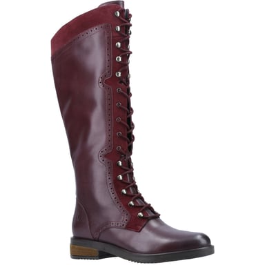 Hush Puppies Womens/Ladies Rudy Lace Up Long Leather Boot (Burgundy)