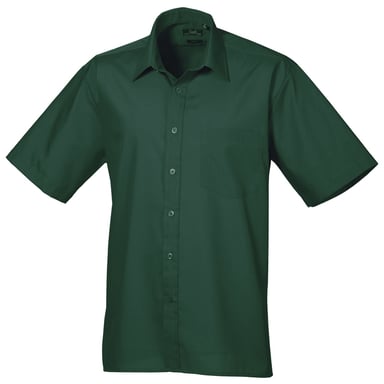 Premier Mens Short Sleeve Formal Poplin Plain Work Shirt (Bottle)