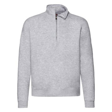 Fruit Of The Loom Mens Premium Zip Neck Heather Sweatshirt (Heather Grey)