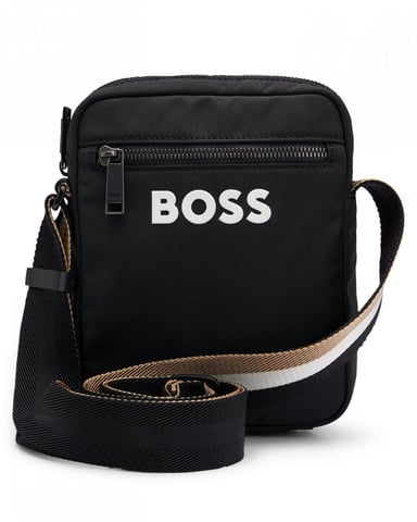 BOSS Orange Catch 3.0 Mens Crossbody Bag with Signature-Stripe Strap