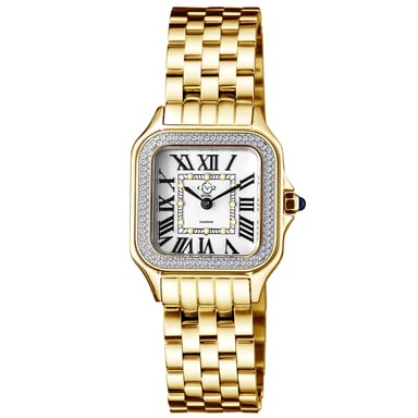 Reloj GV2 Milan para mujeres con esfera plateada de acero inoxidable IPYG.