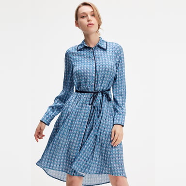Geometric print shirt dress