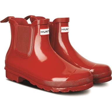 Hunter Original Chelsea Gloss Rubber Women's Military Red Wellington Boots
