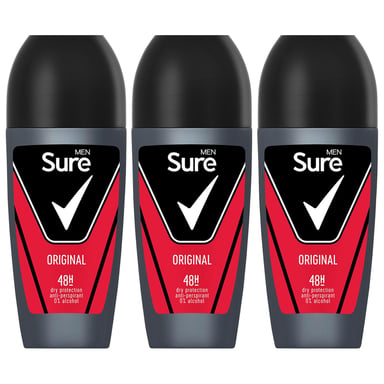 Sure Men Original Anti-perspirant 48H Dry Protection Roll-On Deodorant, 3x50ml