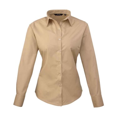 Premier Womens/Ladies Long-Sleeved Shirt (Khaki)
