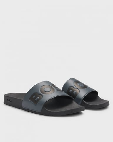 BOSS Orange Aryeh Mens Italian-Made Slides With Large Logo Detail