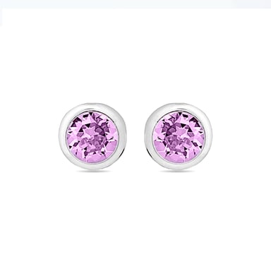 Pendientes Luxenter essential de plata de ley 925 y circonita amatista con acabado en baño de rodio