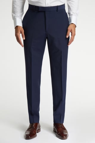 Regular Fit Dark Blue Plain Trousers