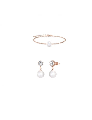 Conjunto de perlas de cristal Pauline - Oro rosa y cristal
