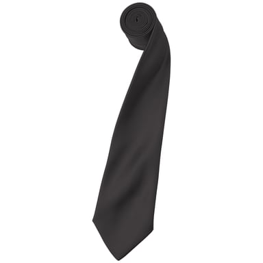 Premier Mens Plain Satin Tie (Narrow Blade) (Pack of 2) (Dark Grey)
