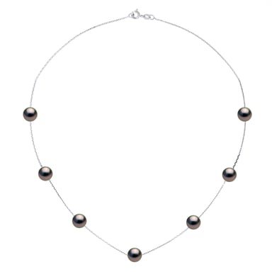 Necklace Real 7 Real Cultured Tahiti Pearls PASSING THROUGH Round 7-8 mm