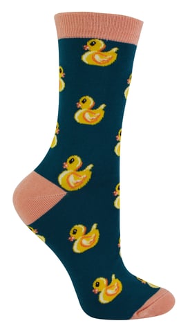 Calcetines de Goma con Dibujo de Pato para Mujer | Miss Sparrow | Calcetines de Bambú con Dibujo de Pato Suaves y Transpirables - Teal