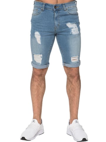 Pantalones cortos ajustados rasgados para hombres | Enzo Designer Ropa de hombre