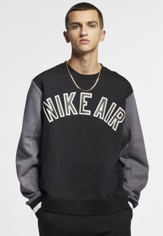 Sudadera negra con cuello redondo y tejido polar Air de Nike