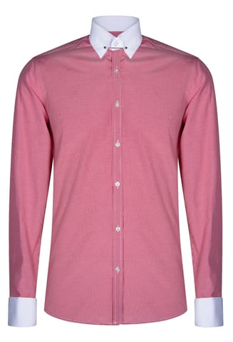 Camisa roja con cuello club para hombre, años 20, Peaky Blinders, con broche de popelina de barra, estilo informal elegante