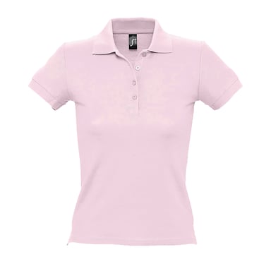 SOLS Womens/Ladies People Pique Short Sleeve Cotton Polo Shirt (Pale Pink)