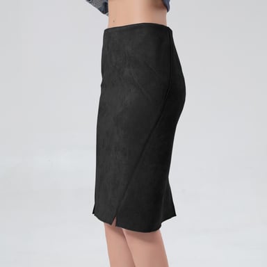 Suede straight skirt