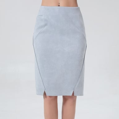 Suede straight skirt