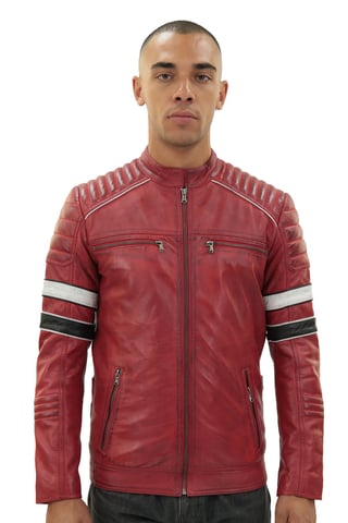 Chaqueta de carreras de cuero acolchado para hombre - Madrid