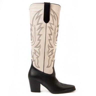Montevita Bota De Tacón Vaquera En Blanco