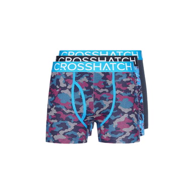 Crosshatch Mens Linamo MVE Open Fly Boxer Shorts (Pack of 3) (Blue)