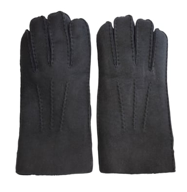 Guantes de piel de oveja de gamuza negra de lujo para hombre