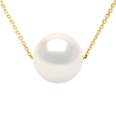 Necklace - Real Cultured Freshwater Pearl Round 9-10 mm