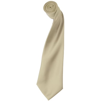 Premier Mens Plain Satin Tie (Narrow Blade) (Pack of 2) (Natural)