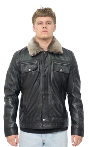 Chaqueta de cuero estilo camionero para hombre - Galway