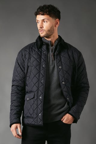Cord Collar Diamond Quilted Jacket