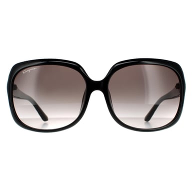 Salvatore Ferragamo Rectangle Womens Black Grey Gradient Sunglasses