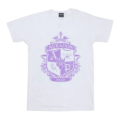 Disney Girls The Descendants Auradon Prep Crest Cotton T-Shirt (White)