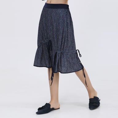 Liberty print velvet trapeze skirt and satin bias