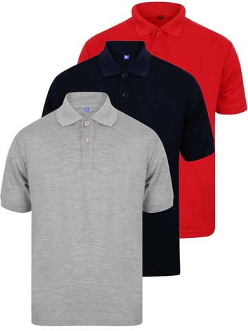 Kruze | Camisetas Polo para Hombre (Paquete de 3) - GRY/MLR/RJO