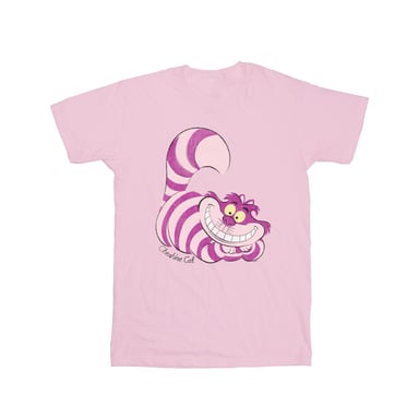 Disney Girls Alice In Wonderland Cheshire Cat Cotton T-Shirt (Baby Pink)