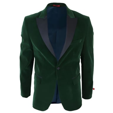 Chaqueta de traje de esmoquin de terciopelo verde para hombre