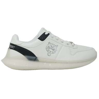 Zapatillas blancas con logo de tigre plateado de marca Plein Sport