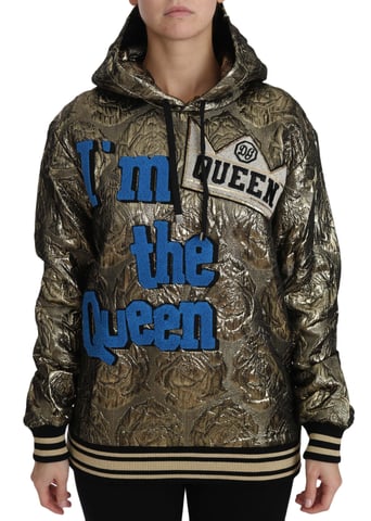 Sudadera con capucha Dolce & Gabbana I'm The Queen en jacquard dorado