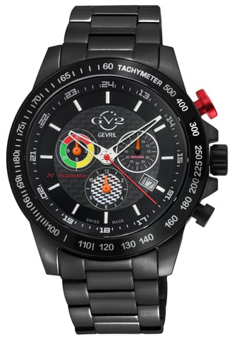 Reloj cronógrafo multifunción de cuarzo suizo Scuderia para hombres con esfera negra y fecha