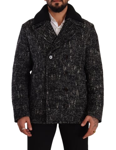 Abrigo de lana negro de doble botonadura de Dolce & Gabbana para hombre