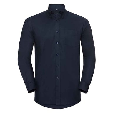 Russell Collection Mens Oxford Easy-Care Long-Sleeved Formal Shirt (Bright Navy)