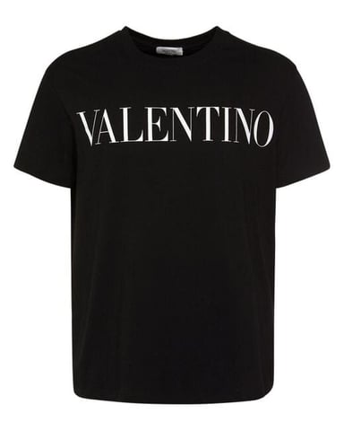 Valentino Camiseta De Jersey De Algodón Con Logo Estampado Negro