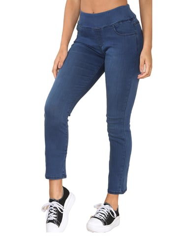 Enzo | Womens Wider Waist Jeans - Azul
