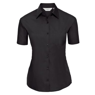 Russell Collection Womens/Ladies Classic Polycotton Easy-Care Short-Sleeved Shirt (Black)