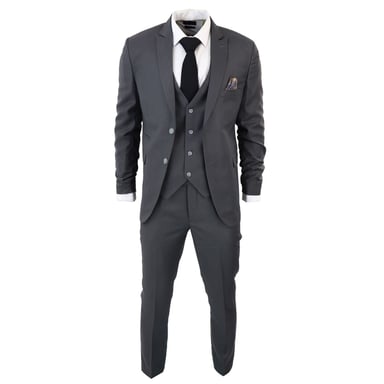 Traje clásico liso de 3 piezas color carbón IM1 para hombre