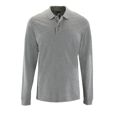 SOLS Mens Perfect Long Sleeve Pique Polo Shirt (Grey Marl)