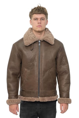 Chaqueta de aviador de piel de oveja B3 WW2 para hombre - Houston