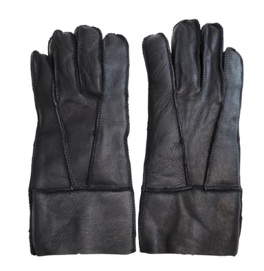 Guantes unisex de piel de oveja negra con puños enrollables