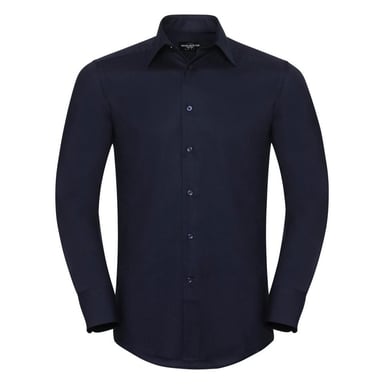 Russell Collection Mens Long Sleeve Easy Care Tailored Oxford Shirt (Bright Navy)
